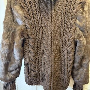 Les Copains Dark Brown Knit Jacket